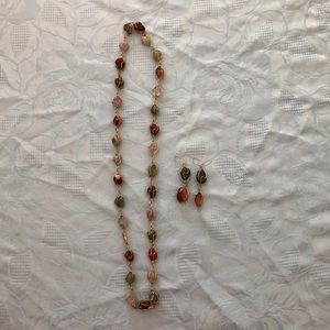 Stone Necklace & Earrings